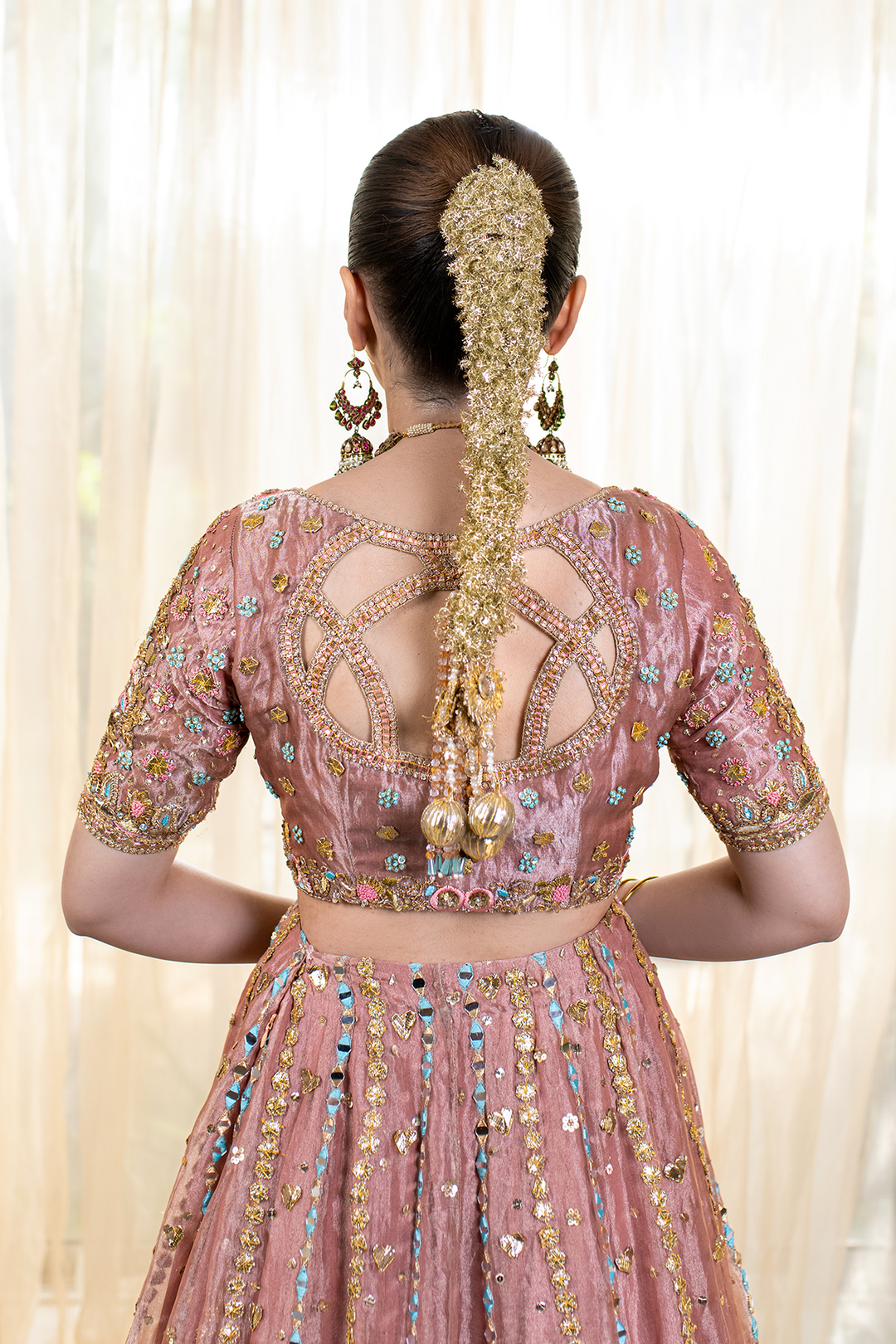 Pakistani Bridal Dress in Tissue Choli Lehenga Style Online
