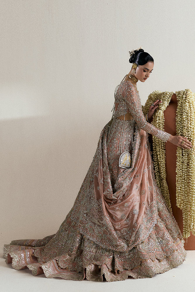 Elegant Pakistani Bridal Lehenga in Pishwas Style