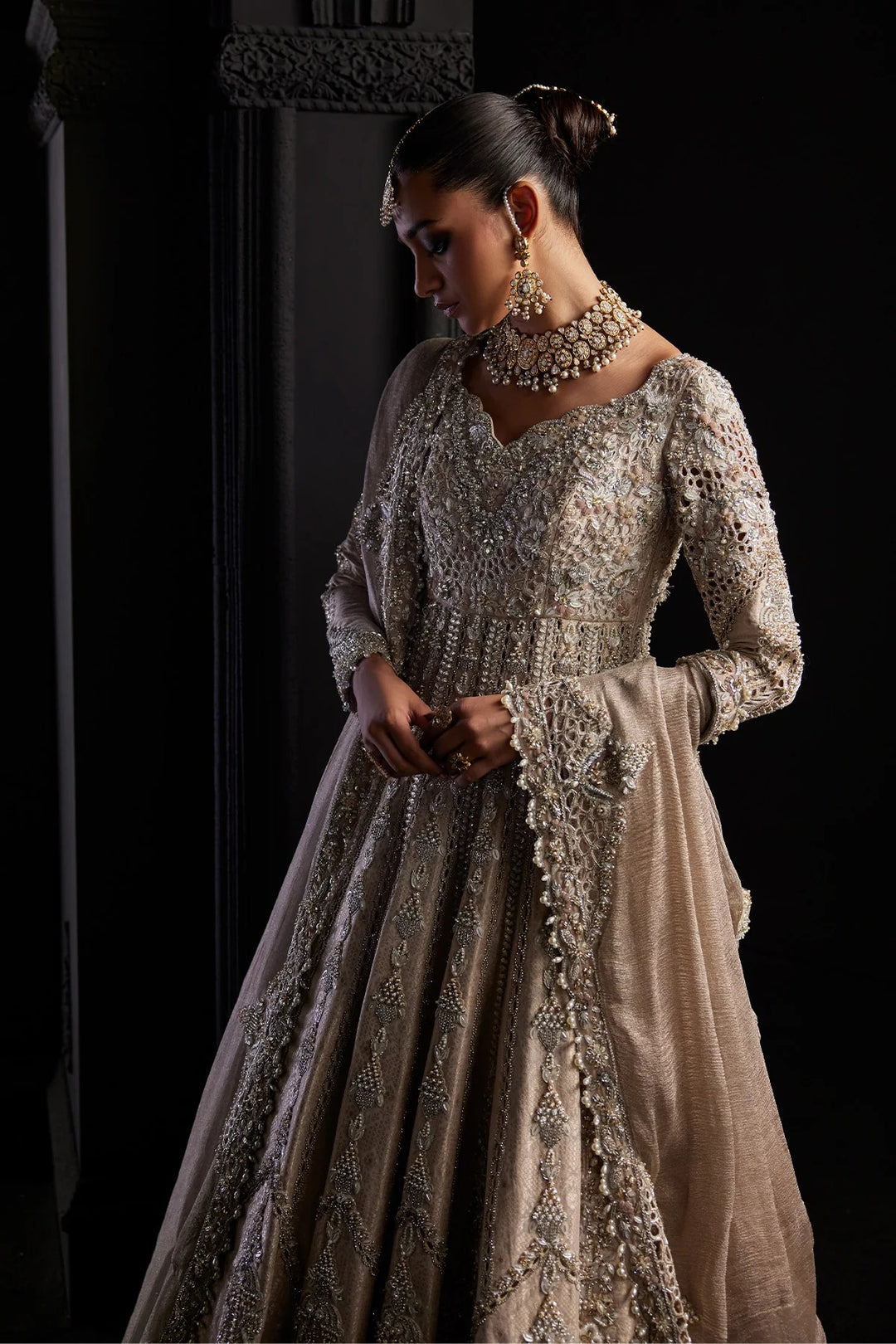Pakistani Bridal Dress in Traditional Pishwas Style Online
