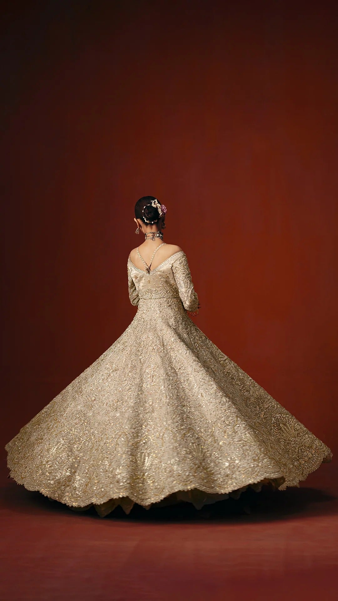 Pakistani Bridal Dress in Wedding Gown Dupatta Style