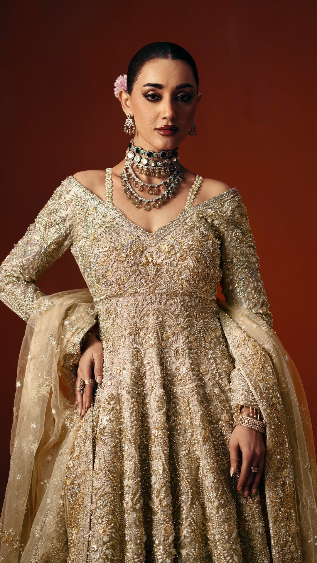 Pakistani Bridal Dress in Wedding Gown Dupatta Style Online