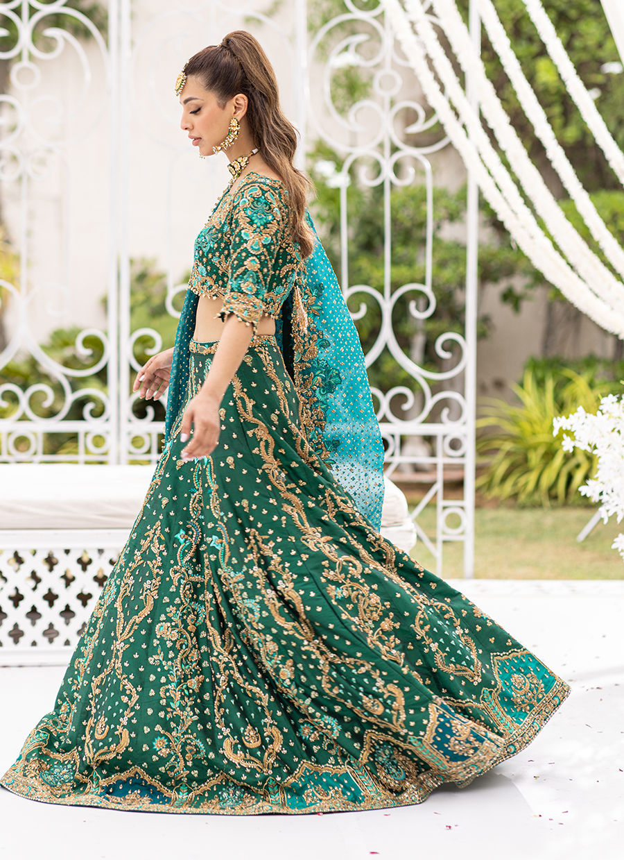 Emerald Pakistani Bridal Lehenga Choli | Luxurious Bridal Wear