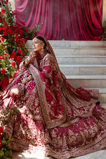 Red Pakistani Bridal Lehenga Frock - Exquisite Bridal Dresses