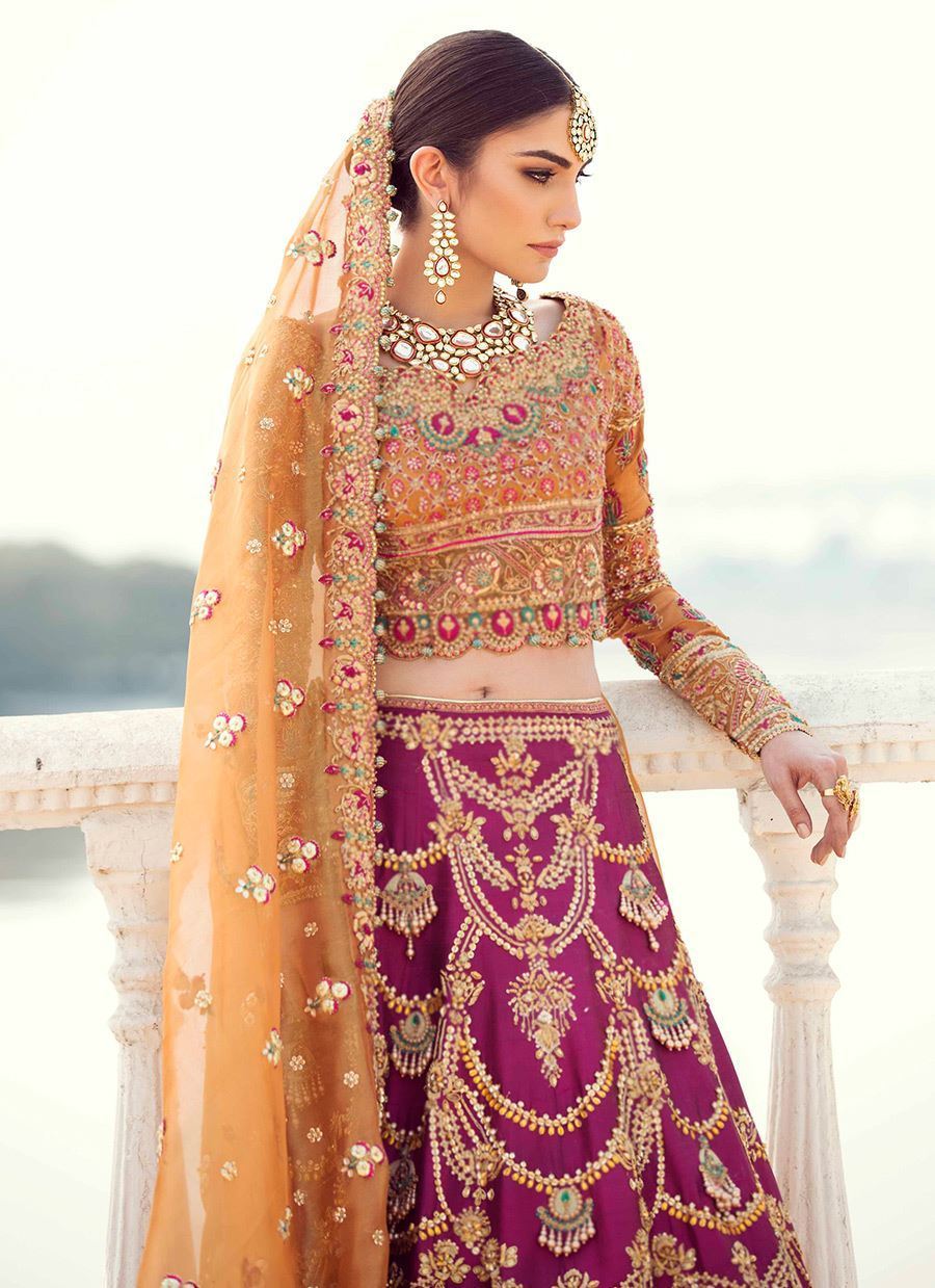 Pakistani Bridal Lehenga Choli in Traditional Colors