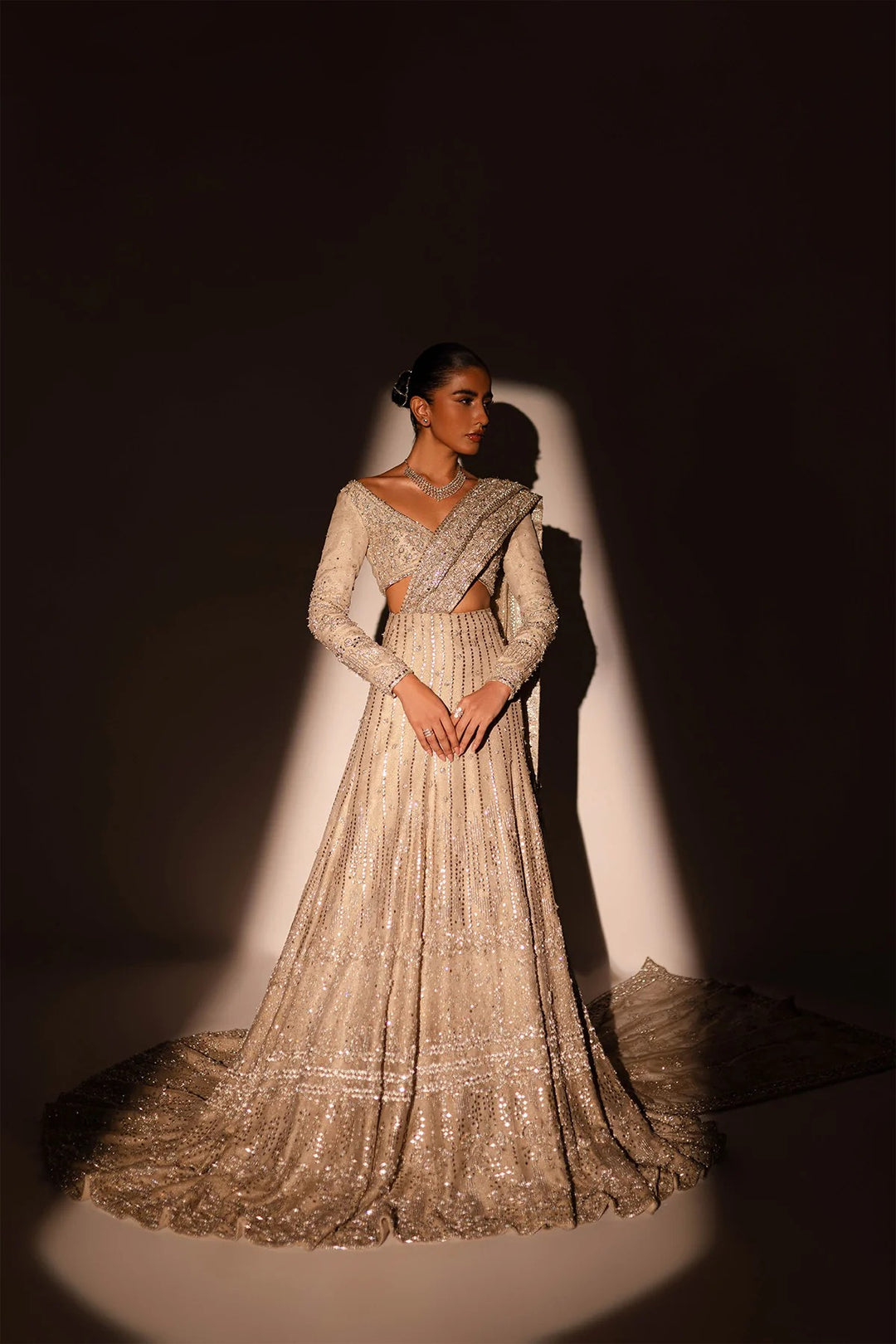Pakistani Bridal Lehenga Dress with Choli and Dupatta