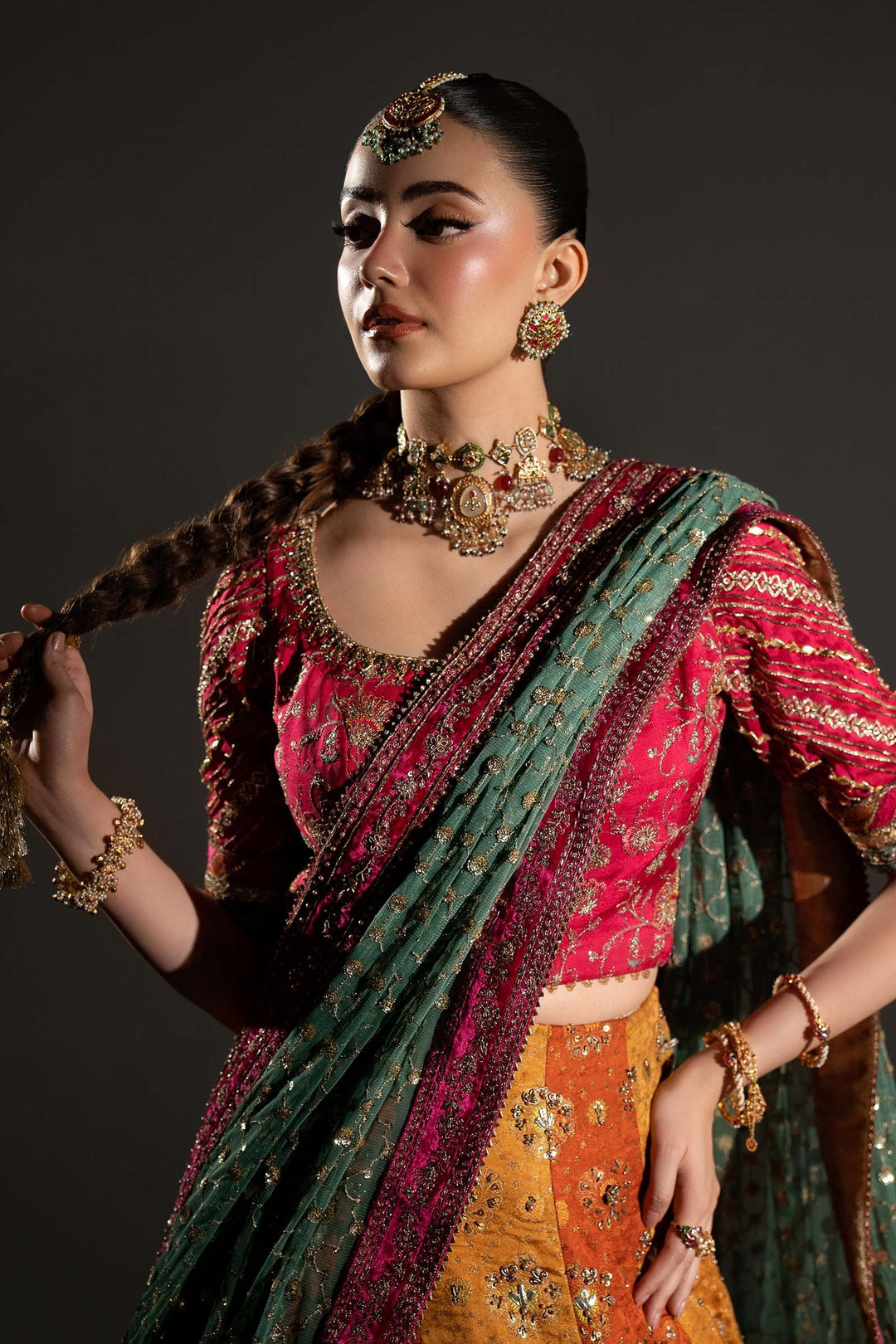 Pakistani Bridal Lehenga and Choli Dress for Mehndi Online