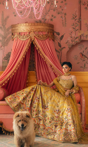 Pakistani Bridal Mehndi Dress in Lehenga Choli Style Online