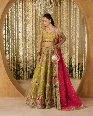 pakistani designer mehndi dresses Buy Designers Online – Nameera by Farooq Yellow mehndi suits Color:Gold YGroup_3055921355 Burgundy dress with sheer 7.5 yards Russian Grip