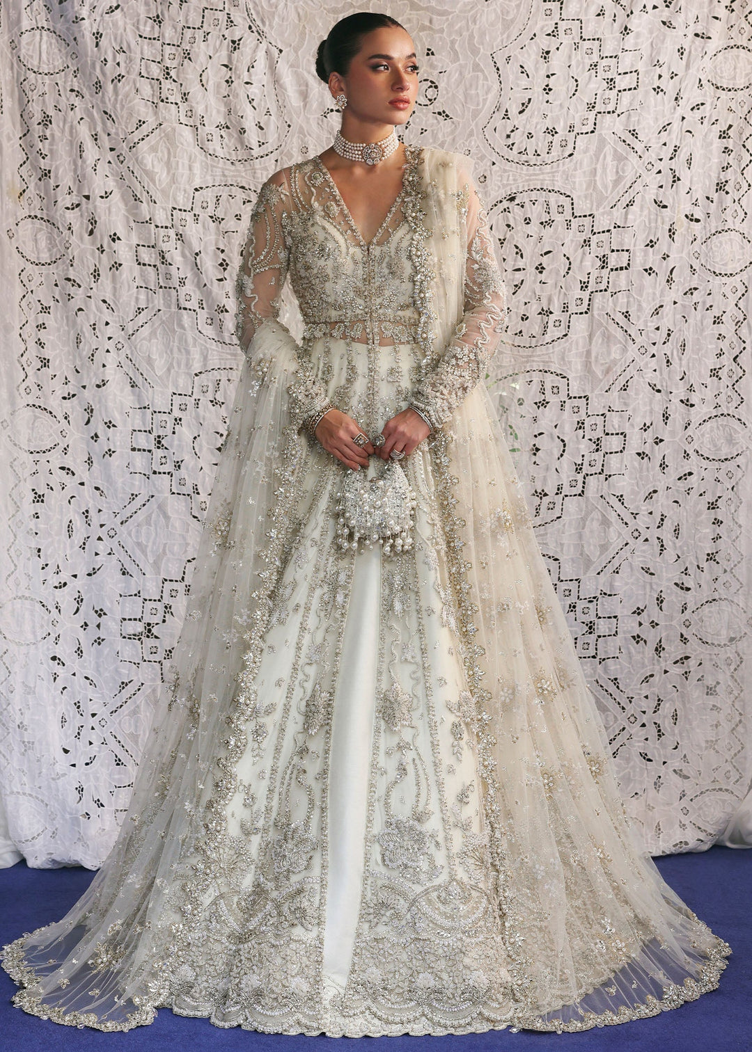 Pakistani Bridal Nikkah Dress in Pishwas Lehenga Style Nameera by Farooq Pakistani Bridal Nikkah Dress in Pishwas Lehenga Style Nameera by Farooq