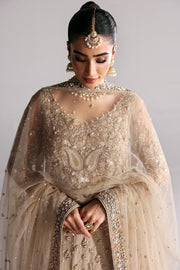 Pakistani Bridal Wear in Beige Lehenga Kameez Style