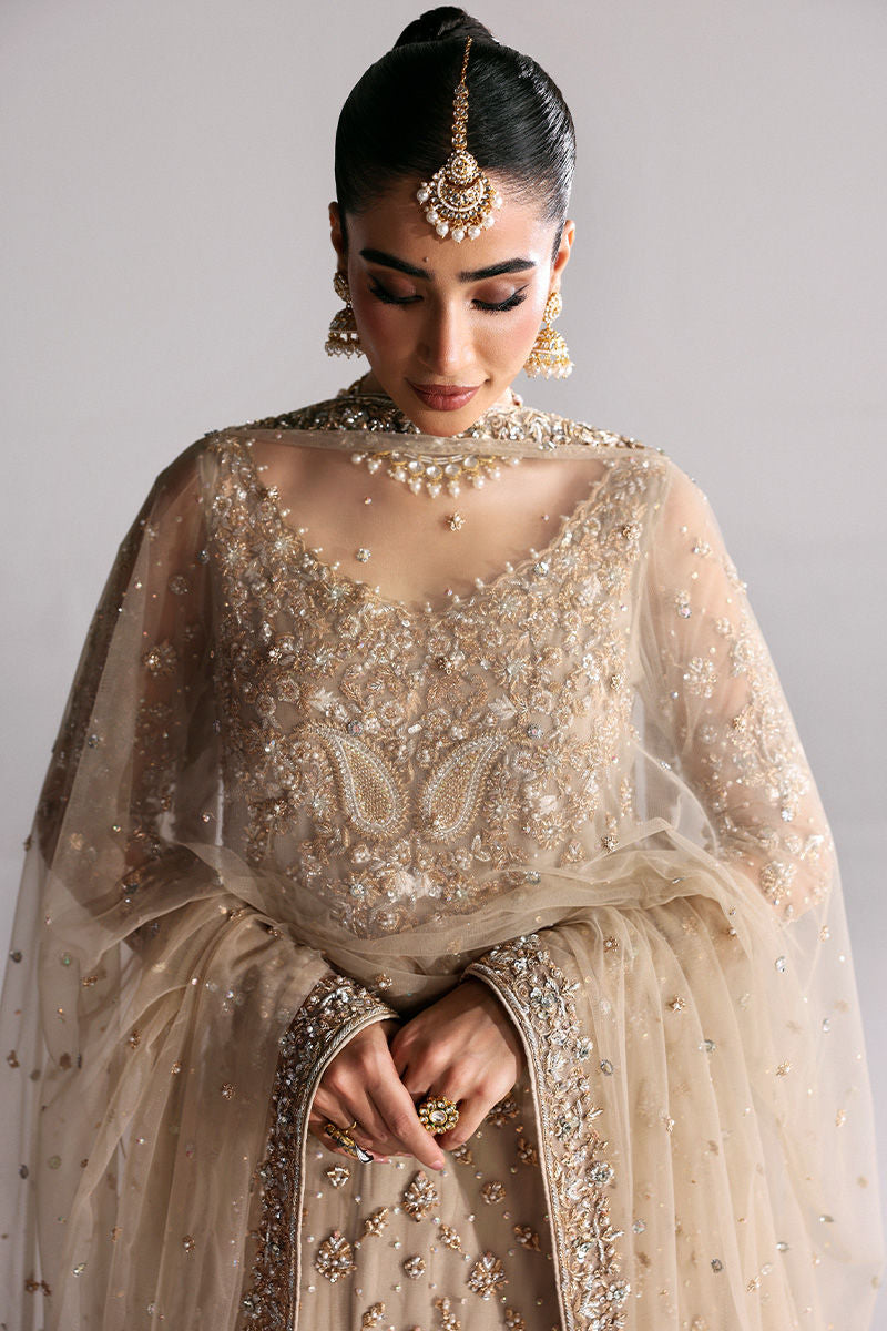 Elegant Beige Pakistani Bridal Lehenga Kameez Ensemble