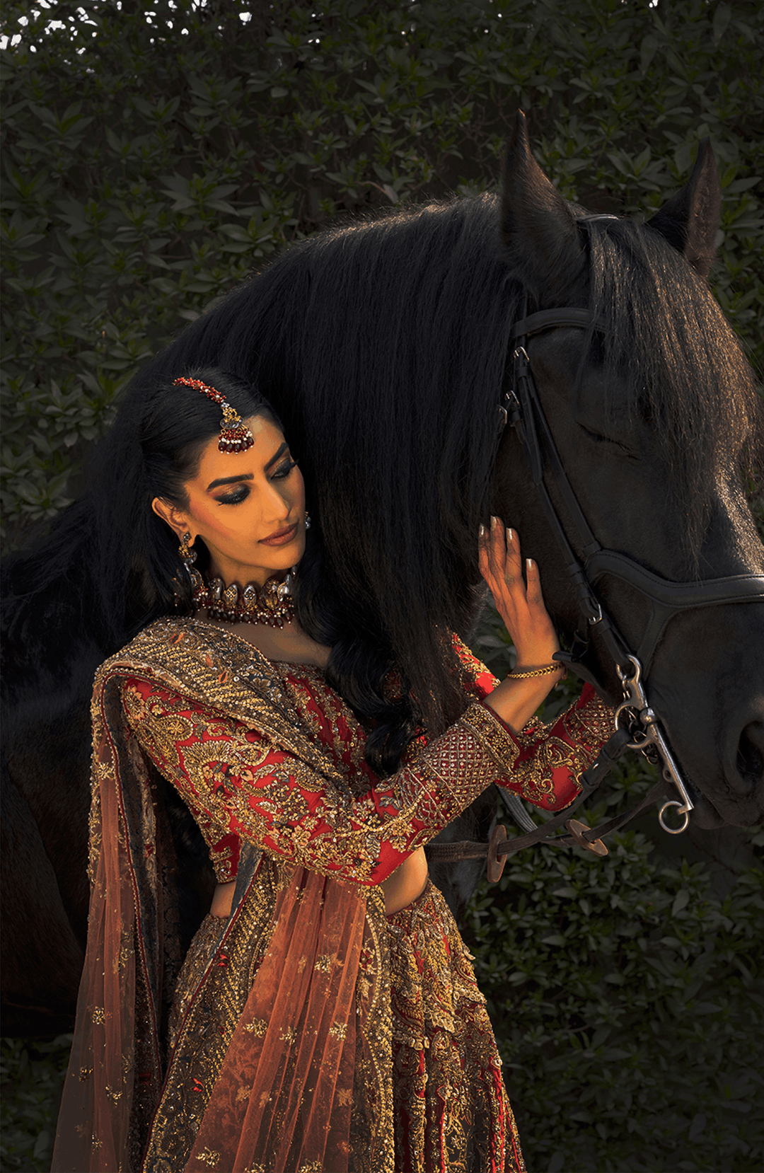 Pakistani Bridal Outfit in Choli and Lehenga Style