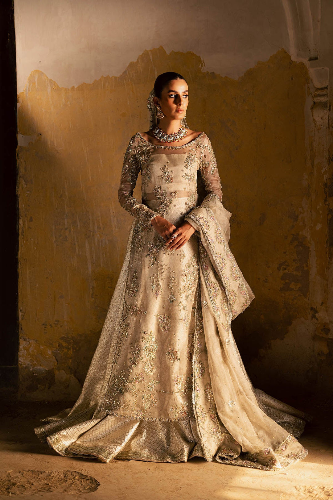 Pakistani Bridal Outfit in Lehenga and Kameez Style
