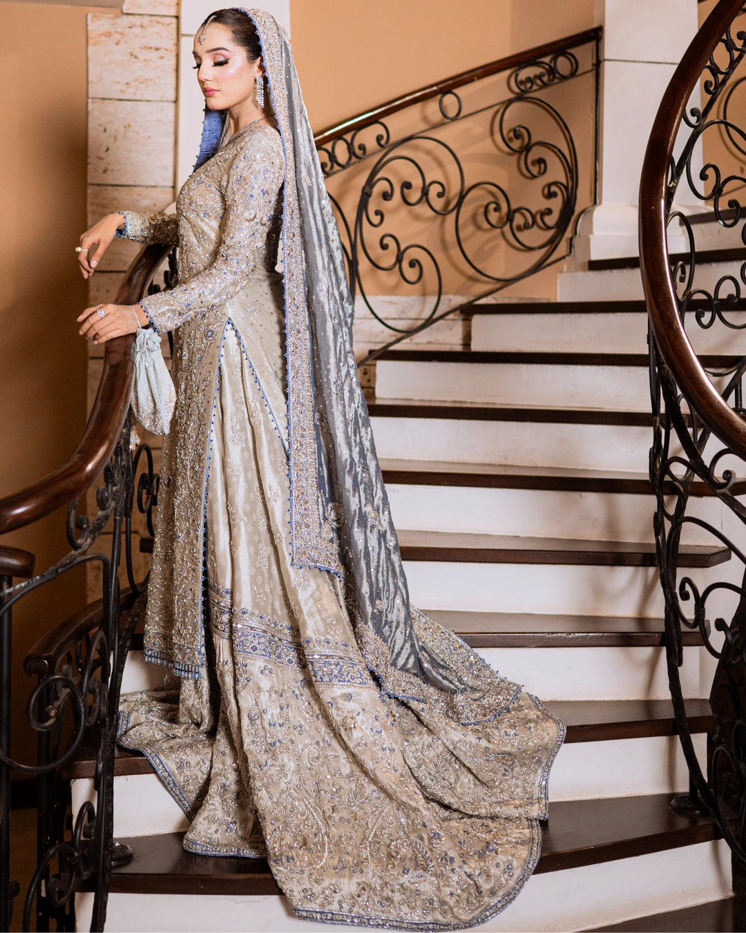 Pakistani Bridal Outfit in Lehenga and Long Shirt Style Online