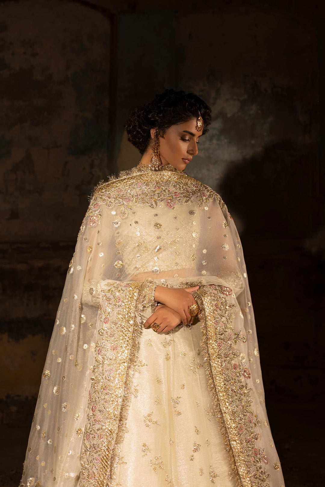 Pakistani Bridal Outfit in Organza Choli Lehenga Style Online