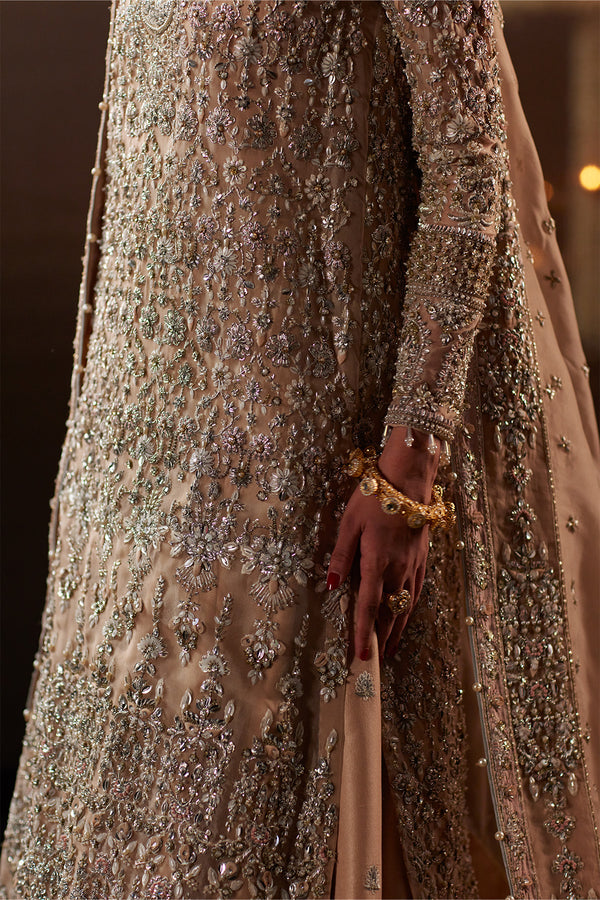 Pakistani Bridal Outfit in Peach Kameez Lehenga Style Online