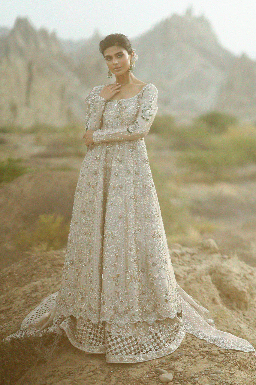 Pakistani Bridal Outfit in Pishwas and Lehenga Style