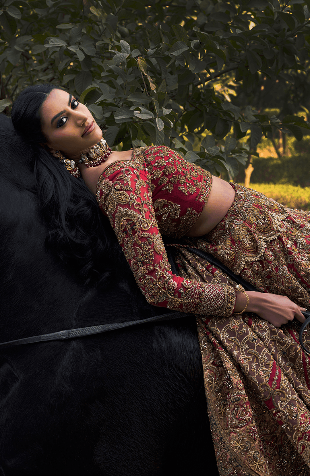 Pakistani Bridal Outfit in Choli and Lehenga Style
