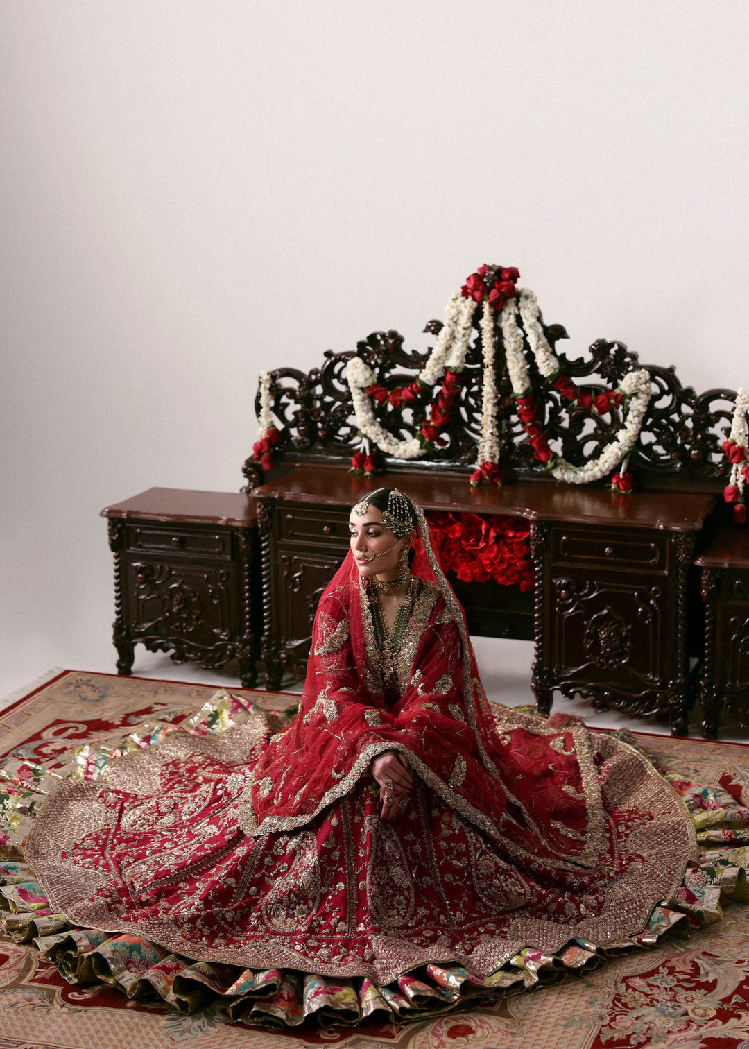Pakistani Bridal Pishwas Frock and Lehenga