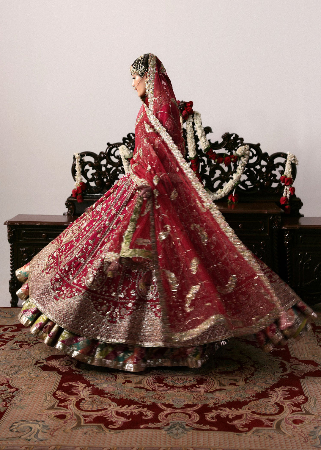 Pakistani Bridal Pishwas Frock and Lehenga Dress
