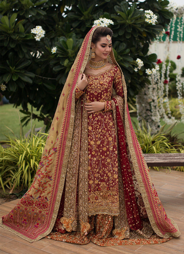 Pakistani Bridal Red Lehenga Dress for Bridal Wear