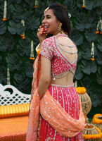 Pakistani Bridal Two-Tones Lehenga Choli Dupatta