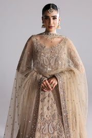 Pakistani Bridal Wear in Beige Lehenga Kameez Style Online