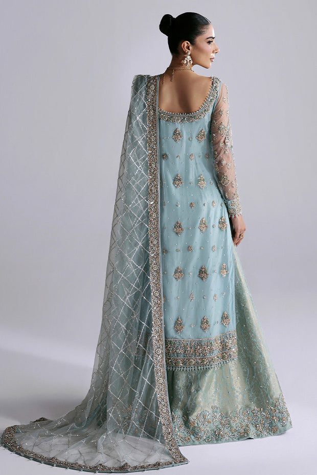 Pakistani Bridal Dress in Blue Lehenga Dupatta Style