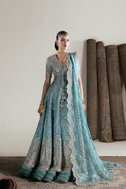 Pakistani Bridal Wear in Blue Pishwas Lehenga Style