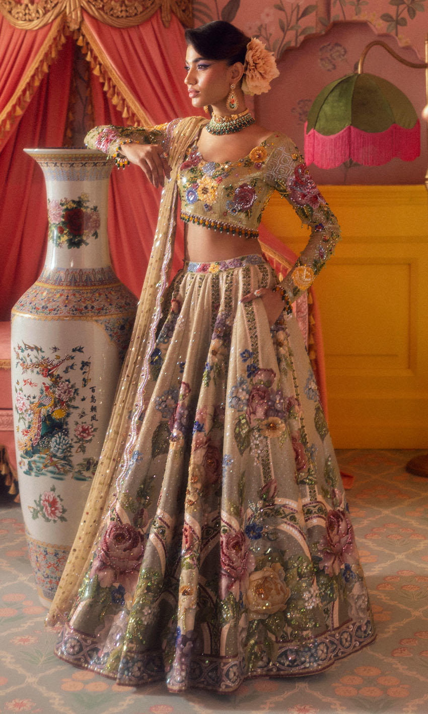 Pakistani Bridal Wear in Elegant Lehenga Choli Style Online