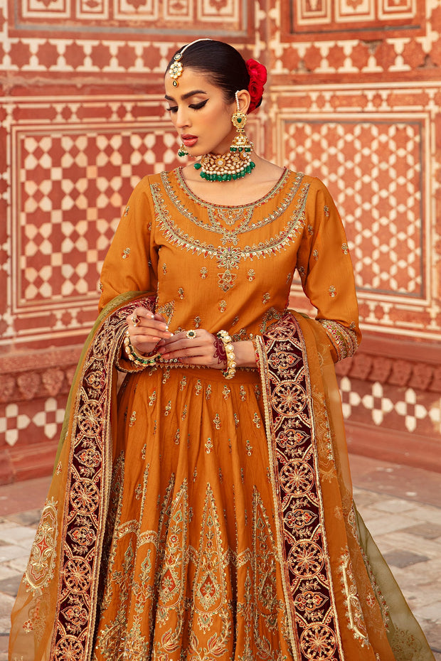 Pakistani Dress Mustard Choli With Lehenga For Wear
