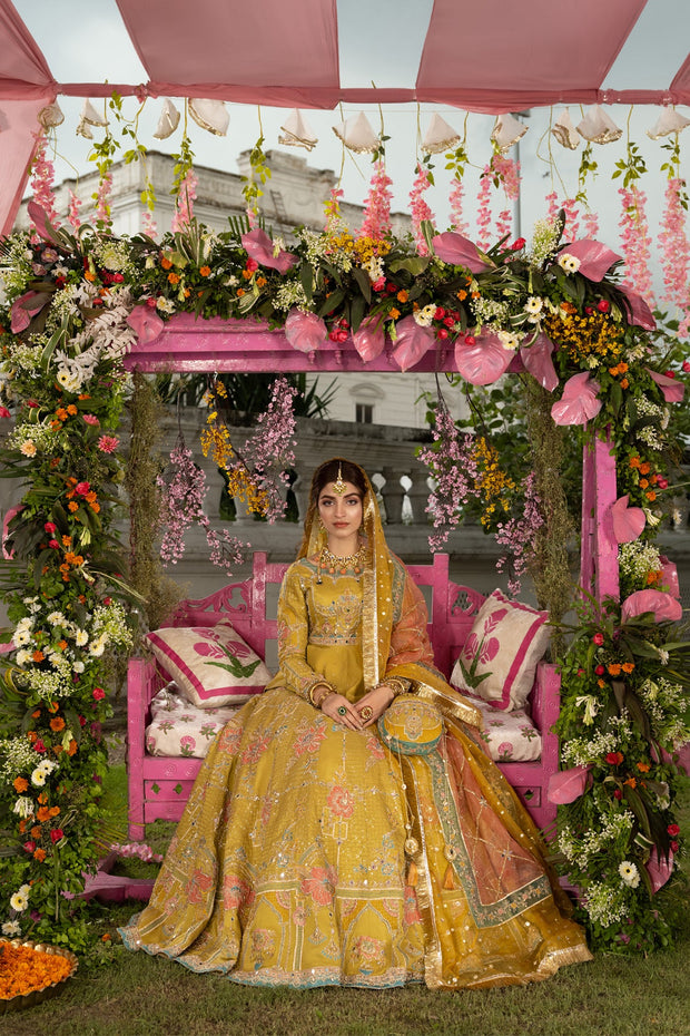 Pakistani Dresses Light parrot green lehnga and multicoloured dupatta