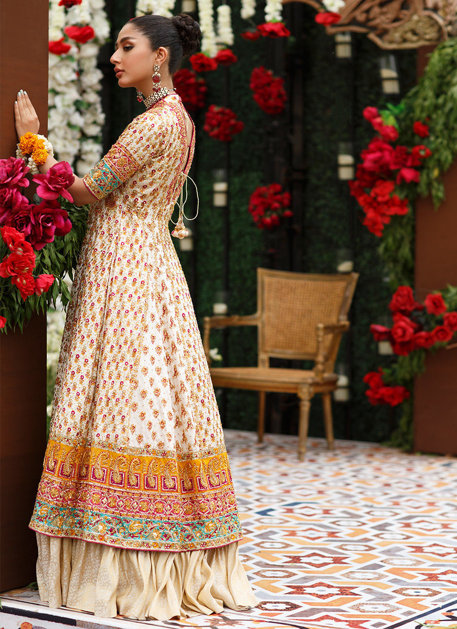 Pakistani Lehenga Kalidaar Multi Color Bridal Dress