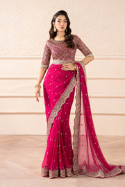 Pakistani Party Wear in Embroidered Chiffon Saree Style