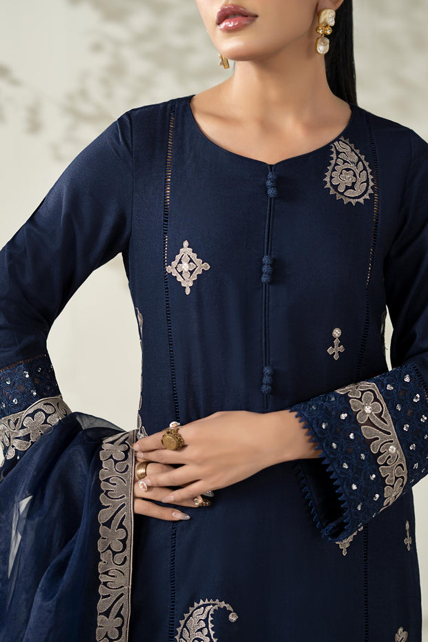 Premium Pakistani Party Wear in Embroidered Marina Suit