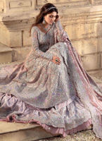 Pakistani Traditional Silver Lehenga Dupatta