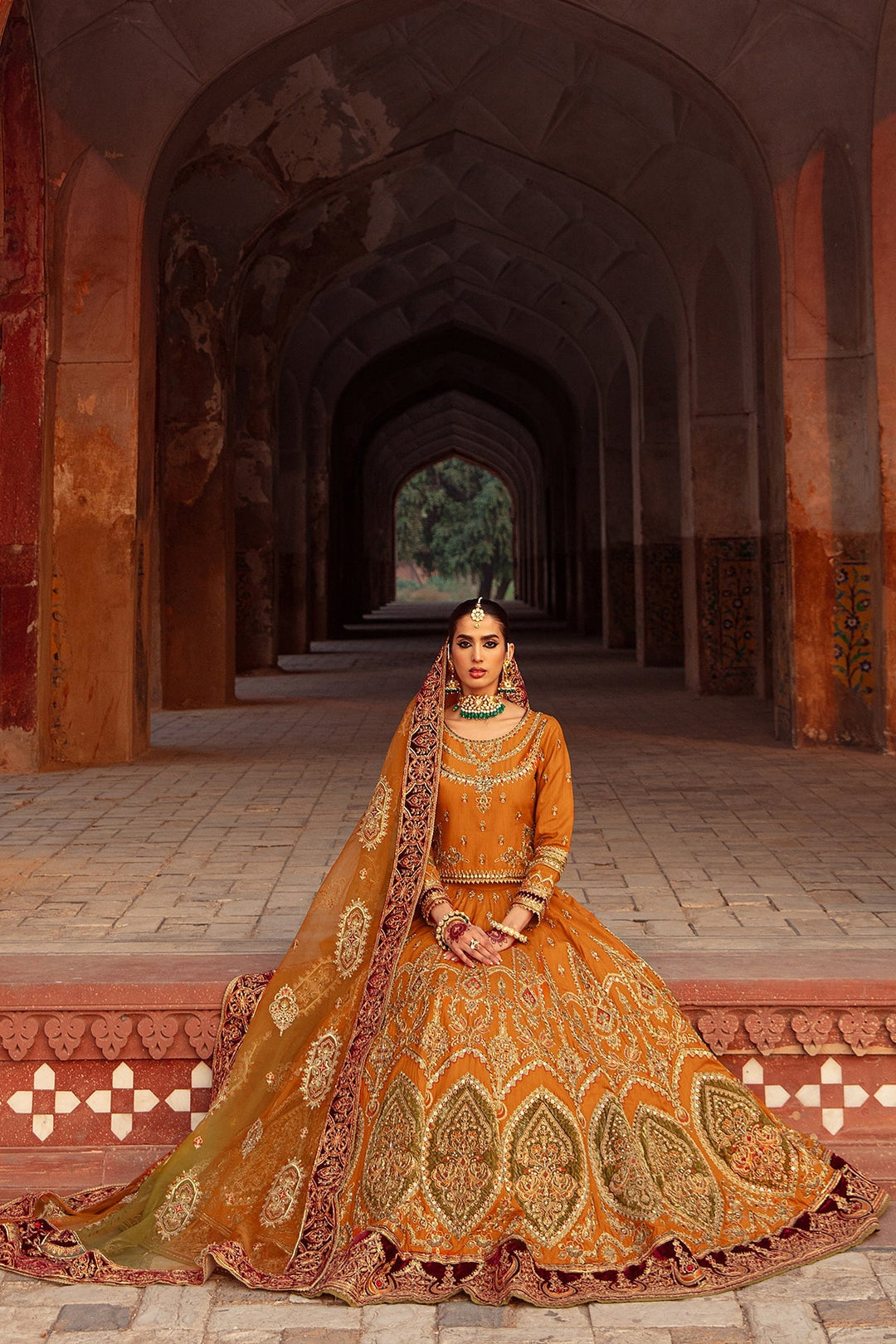 Elegant Mustard Choli and Lehenga - Premium Pakistani Bridal Wear
