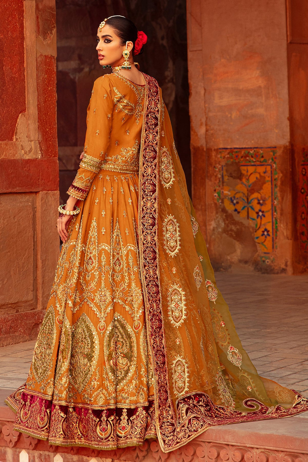 Elegant Mustard Choli and Lehenga - Premium Pakistani Bridal Wear