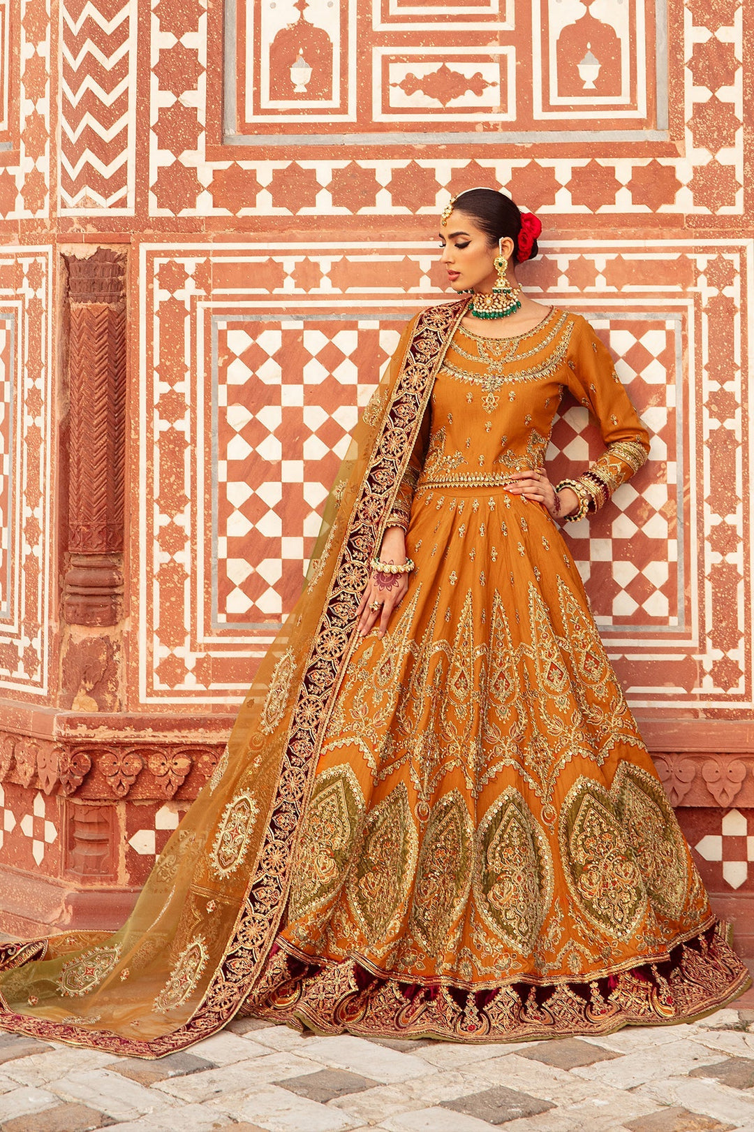 Elegant Mustard Choli and Lehenga - Premium Pakistani Bridal Wear