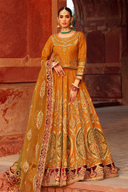 Pakistani Wedding Dress Mustard Choli With Lehenga For Wear