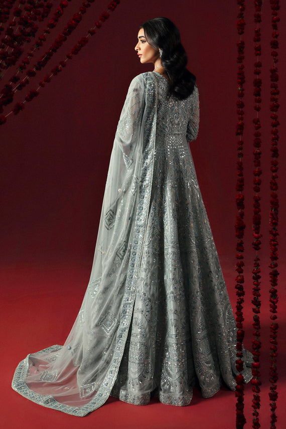 Pakistani Wedding Dress in Blue Pishwas Frock Style