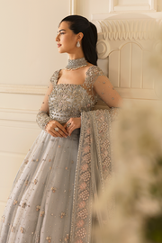 Pastel Blue Pakistani Bridal Dress in Gown Lehnga Style Online