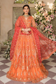 Peach Heavily Embroidered Pakistani Wedding Dress Double Layered Pishwas