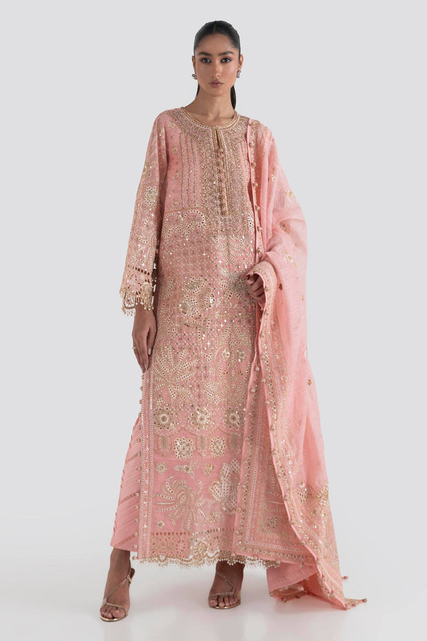 Peach Shade Luxury Pret Pakistani Party Wear Stunning Dress