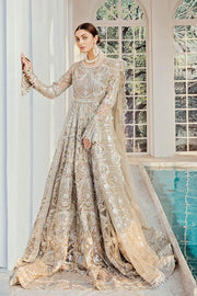 Pearl Golden Heavily Embellished Pakistani Pishwas Wedding Wear