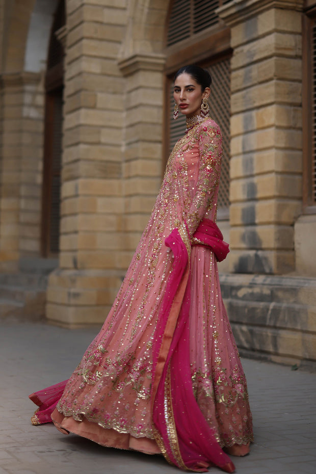 Pink Bridal Frock Lehenga 