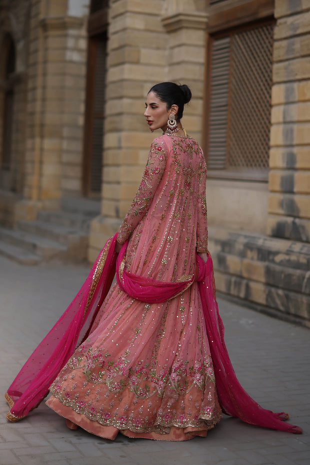 Pink Bridal Frock Lehenga for Pakistani Bridal Dresses 2023
