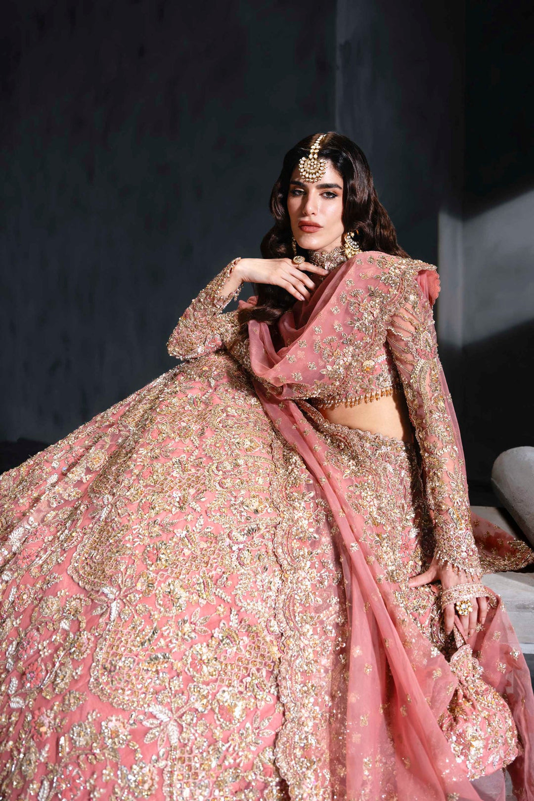 Pink Bridal Lehenga Choli and Dupatta Wedding Dress