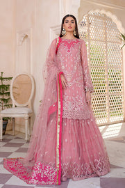 Pink Chiffon Net Kameez Sharara For Pakistani Wedding Dress