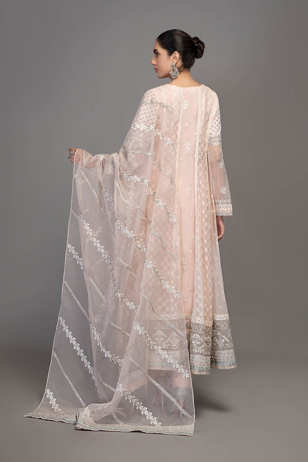 Pink Embroidered Anghrakha Style Pakistani Party Wear Frock